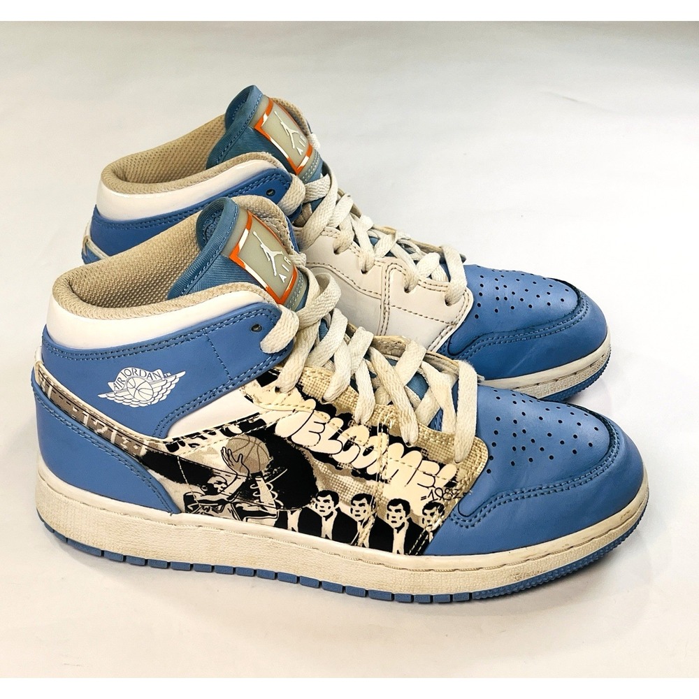 Nike Air Jordan 1 Mid GS Game Winner Shoes Youth 5.5Y White Blue DR6492-100